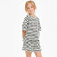 Stripe Top + Ruffle Shorts Set || Black + White