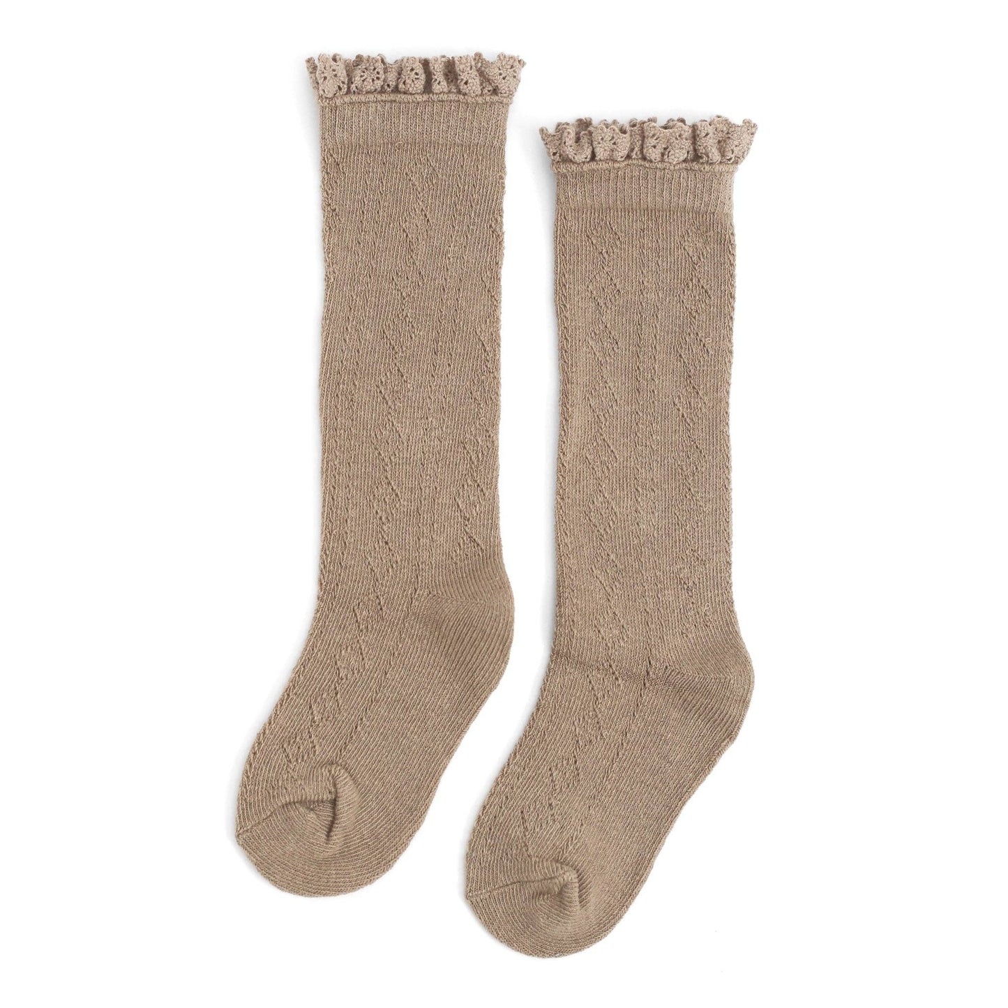 Oat || Fancy Lace Top Knee High Socks 0-6M