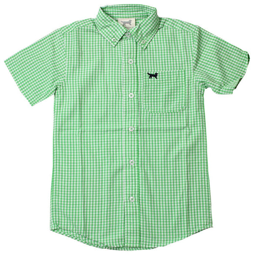 Wes & Willy Mini Gingham || Green Short Sleeve Shirt