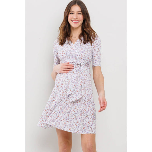 Floral V-Neck Maternity Nursing Dress