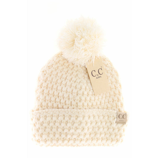 KIDS Bee Stitch Knit Pom || Cream