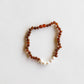 Raw Cognac Amber + Pearl Necklace || 11"  Baby Necklace