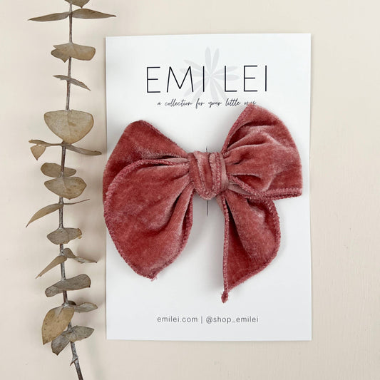 Velvet Fable Bow Hair Clip || Rose