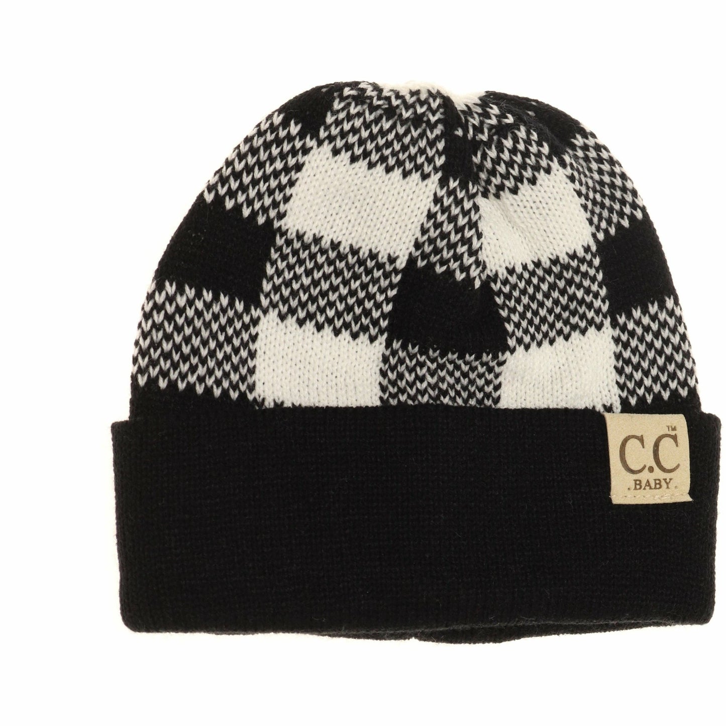 BABY Buffalo Plaid Cuff Beanie || Black + White