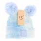 BABY Tie Dye Double Fur Pom || Baby Blue + White