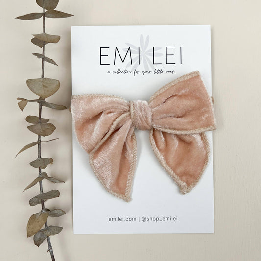 Velvet Fable Bow Nylon Headband || Blush